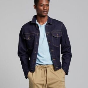 Men's Todd Snyder Casual Stretch Trucker Denim Jacket in Blue Indigo